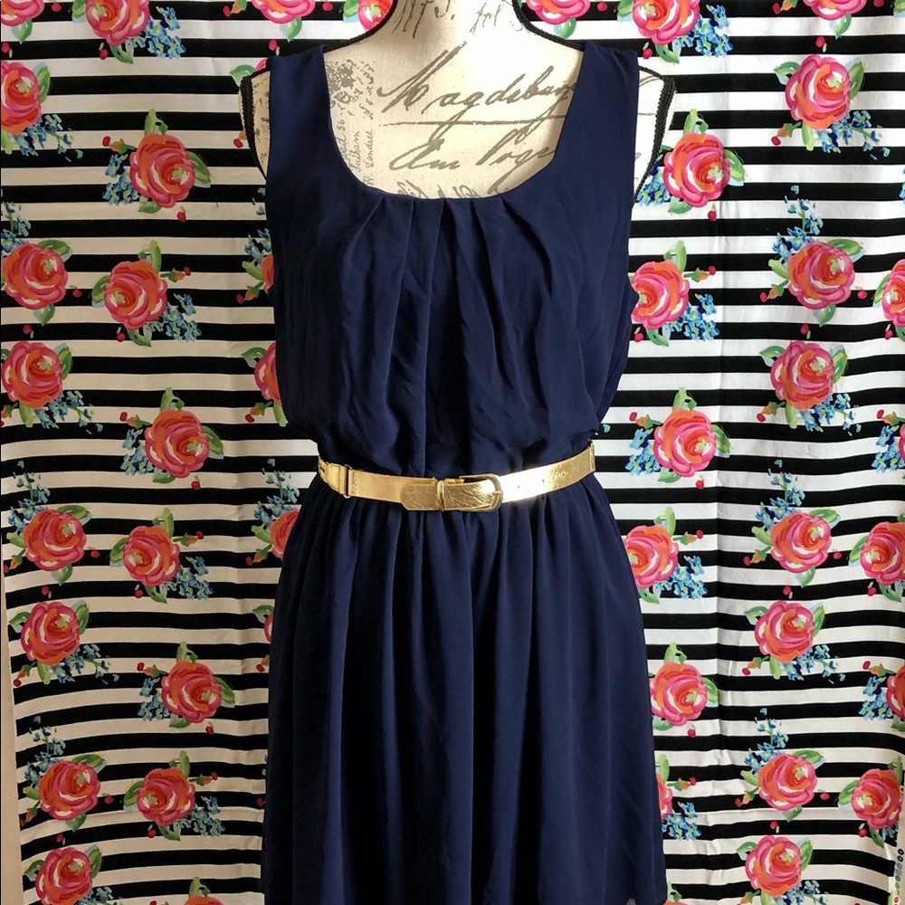 IZ Byer Navy Blue Sleevless Dress